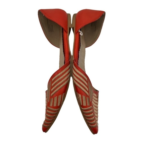 Restricted Orange Striped Leather Pointed Toe Flats Size 6.5 Women's - Picture 5 of 8